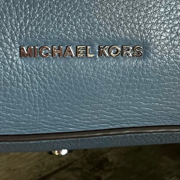 MICHAEL KORS Blue Leather BROOKLYN Large GRAB BAG Designer SATCHEL Bag PURSE - Picture 5 of 8